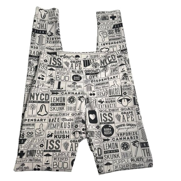 Native Roots Pants - Native Roots Cannabis Strains Graphic Full-Length Leggings Sz 6 Hippie Festival